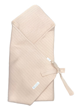 Latte knit pointelle wrap blanket