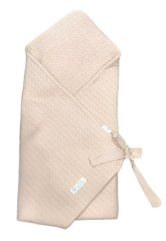 Latte knit pointelle wrap blanket