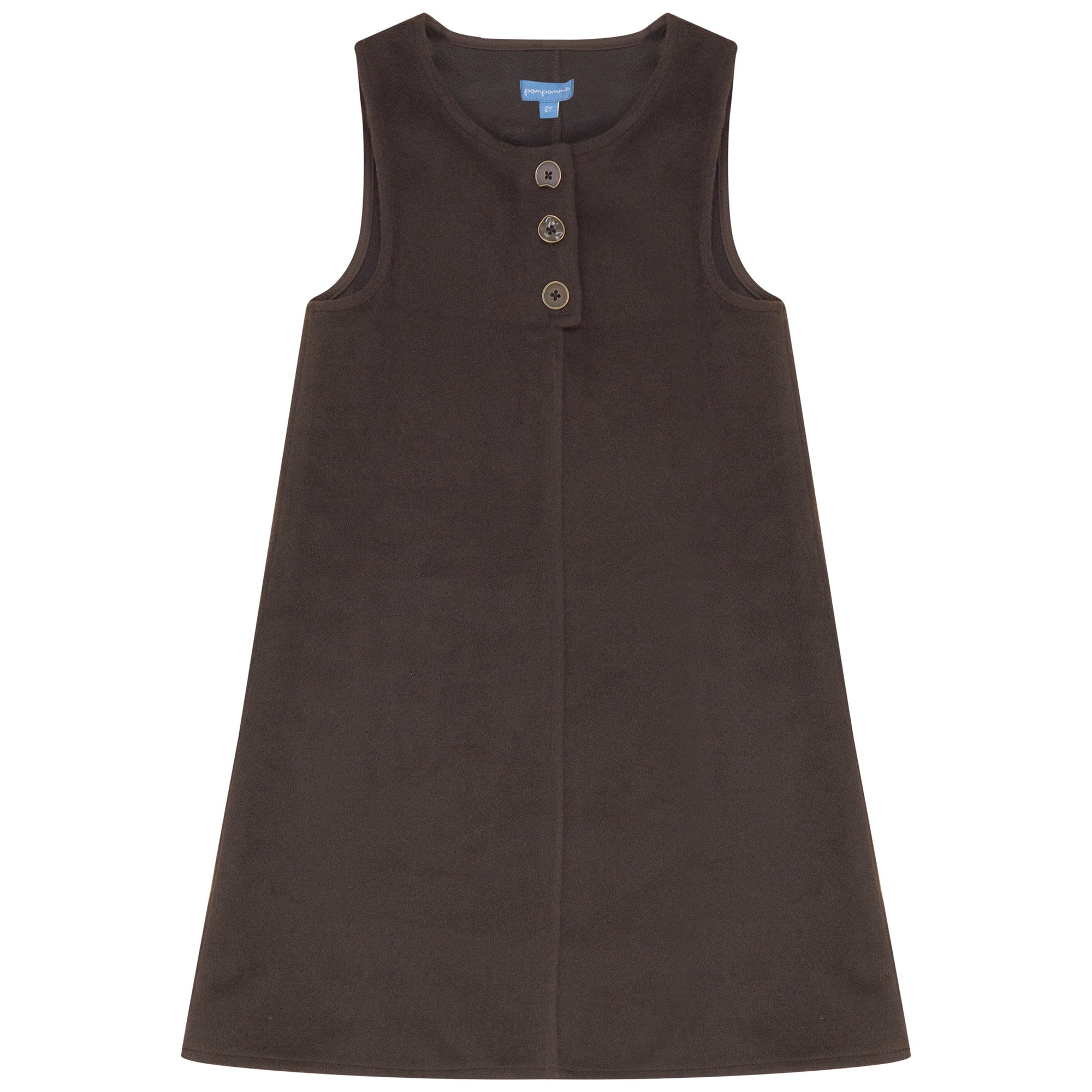 Pompomme Placket Detail Wool Dress Set Brown