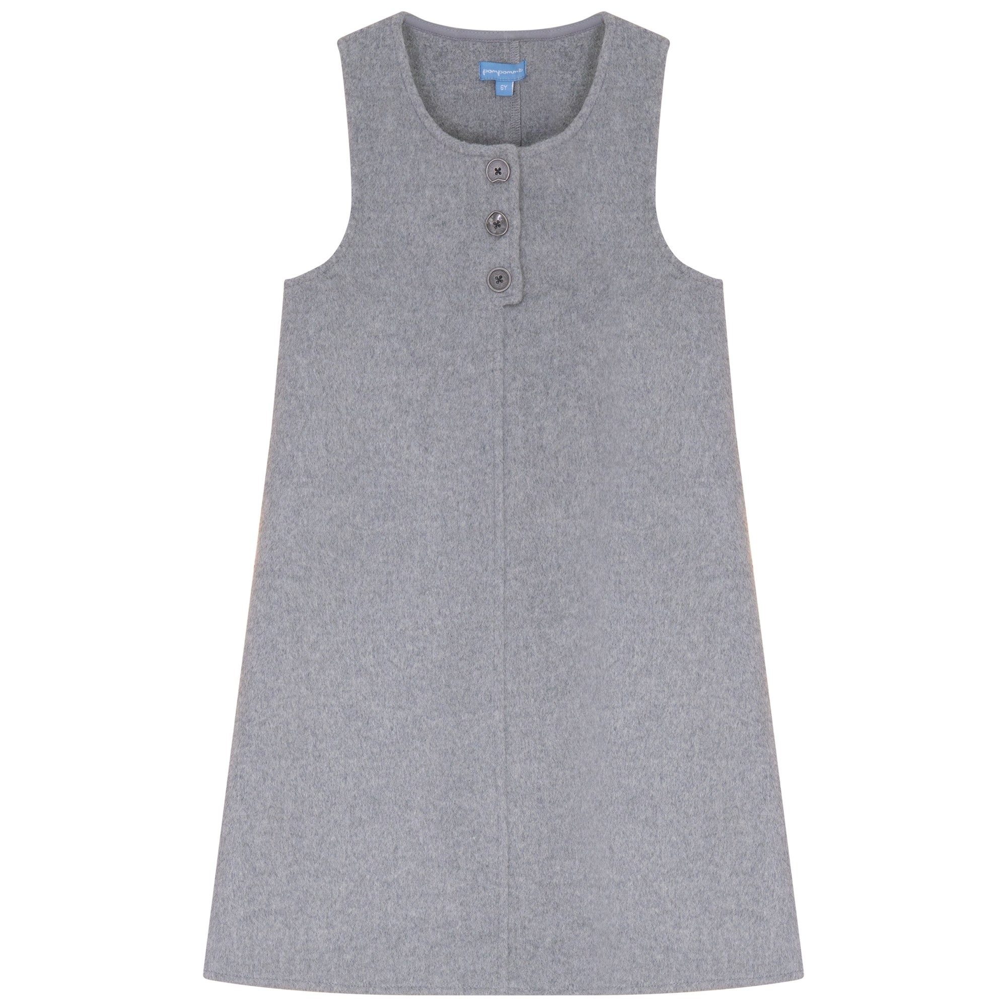 Pompomme Placket Detail Wool Dress Set Grey