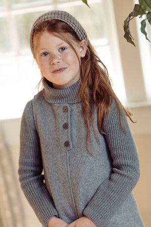 Pompomme Placket Detail Wool Dress Set Grey