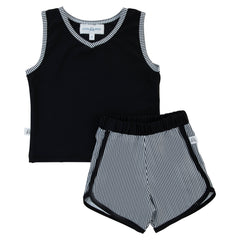 Miss Mini Pinstripe Tank & Shorts Set