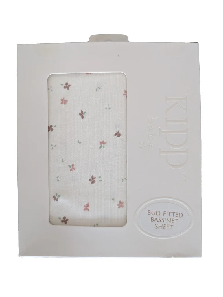 Kipp Baby Pink Bud Fitted Bassinet Sheet