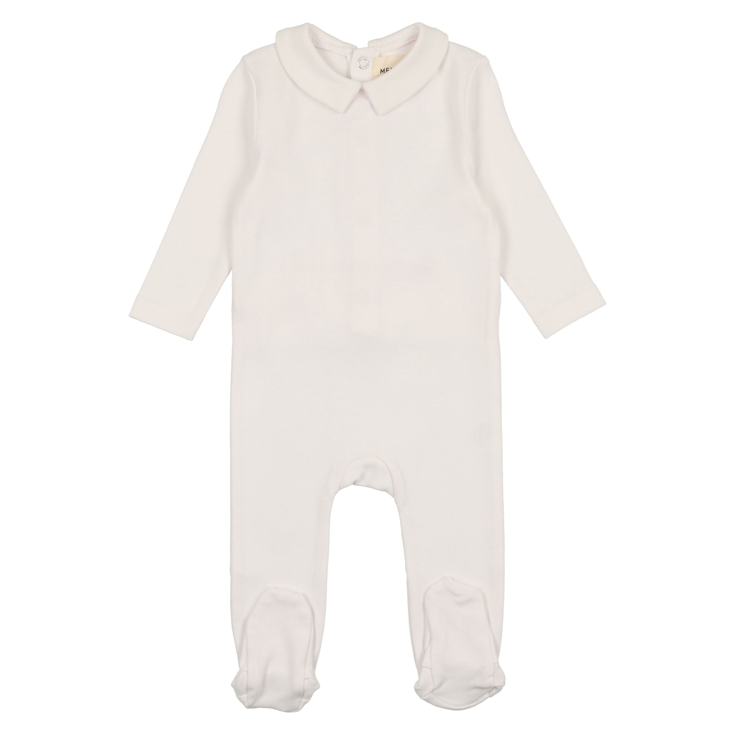 Mema Knits White Boys Base Footie