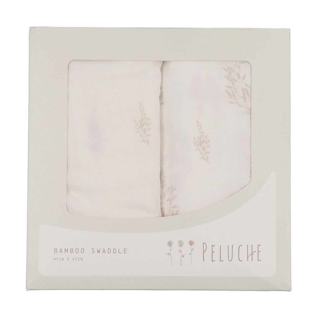 Peluche Bebe Botanical Pink 2pc Swaddle Set Vintage Floral Boutique Newborn Nursery Multi-Use Wraps