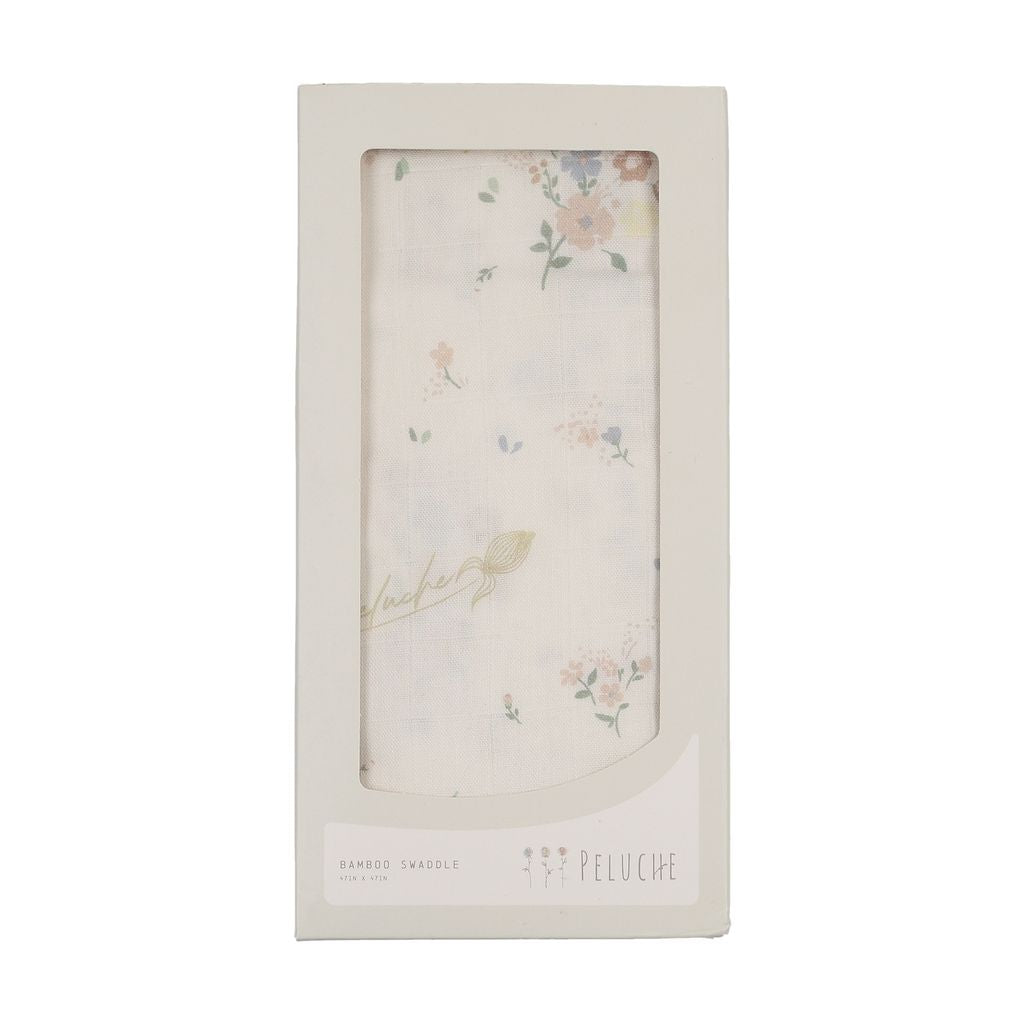 Peluche Bebe Gingham Floral Swaddle Vintage Inspired Botanical Boutique Newborn Toddler Nursery Accessory