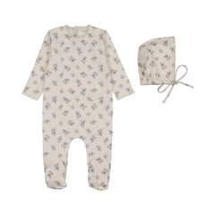 Peluche Bebe Blossom Footie & Bonnet Set Crochet Trim Powder