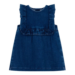 Petit Bateau Baby Girl Sleeveless Denim Dress Lightweight Cotton Boutique Designer French Summer Apparel