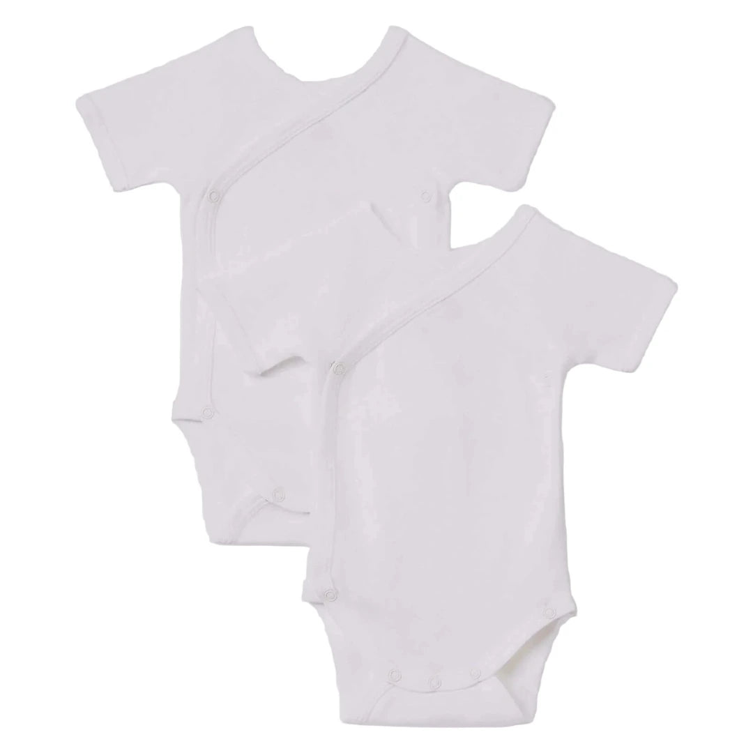 Petit Bateau 2-Pack Organic Cotton Newborn Short Sleeve Kimono Bodysuit Boutique Designer French Layette