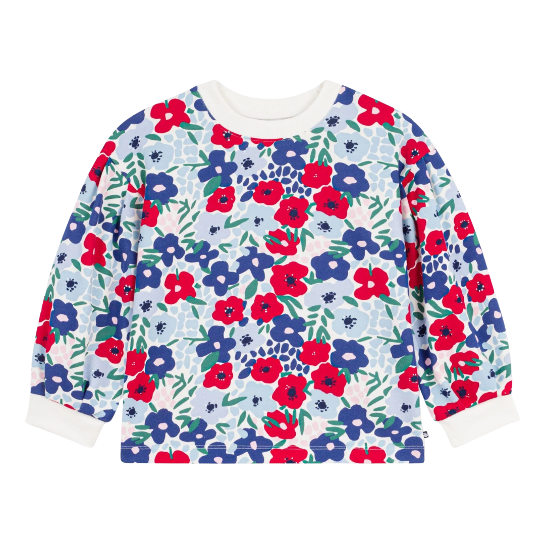 Petit Bateau Girls Floral Print Sweatshirt Boutique Newborn Toddler Designer Organic Cotton Pullover Top