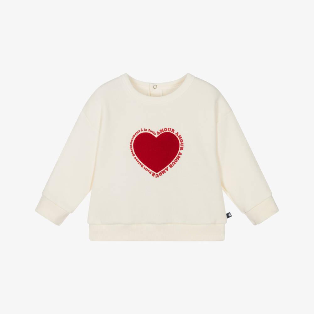 Petit Bateau Girls Heart Sweatshirt
