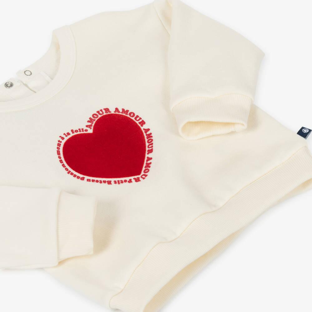 Petit Bateau Girls Heart Sweatshirt