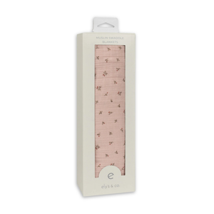 Ely's & Co Floral Embroidered Collar Collection Muslin Swaddle Soft Cotton Baby Swaddle Blanket Embroidered Floral Collar Design