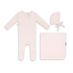 Mini Label Pink Butterfly Wrapover Pointelle Set Girls Soft Cotton Baby Outfit Butterfly Print Point