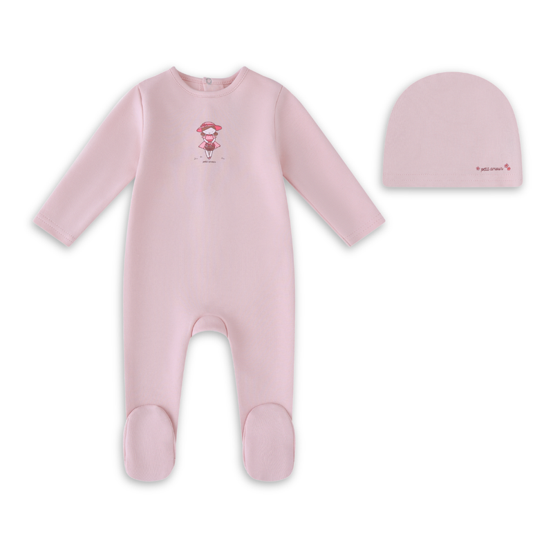 Little Label The Classic Doll Footie & Hat Set | Blossom Pink at Little Loungers