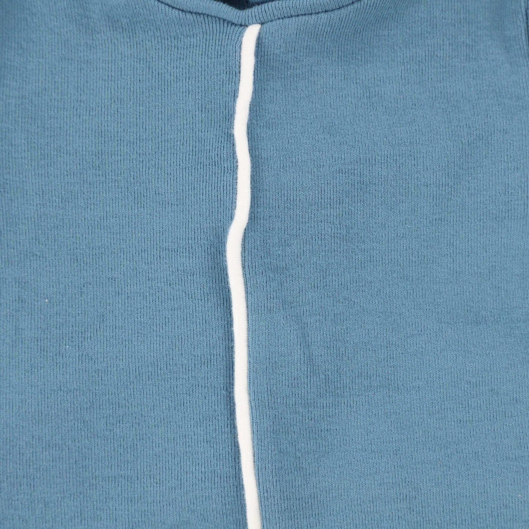 bee dee teal white contrast piping footie with bonnet