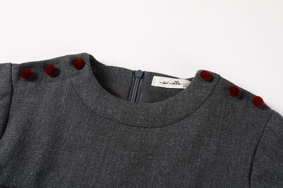 Nou Nelle Dark Grey Pleated Button Dress