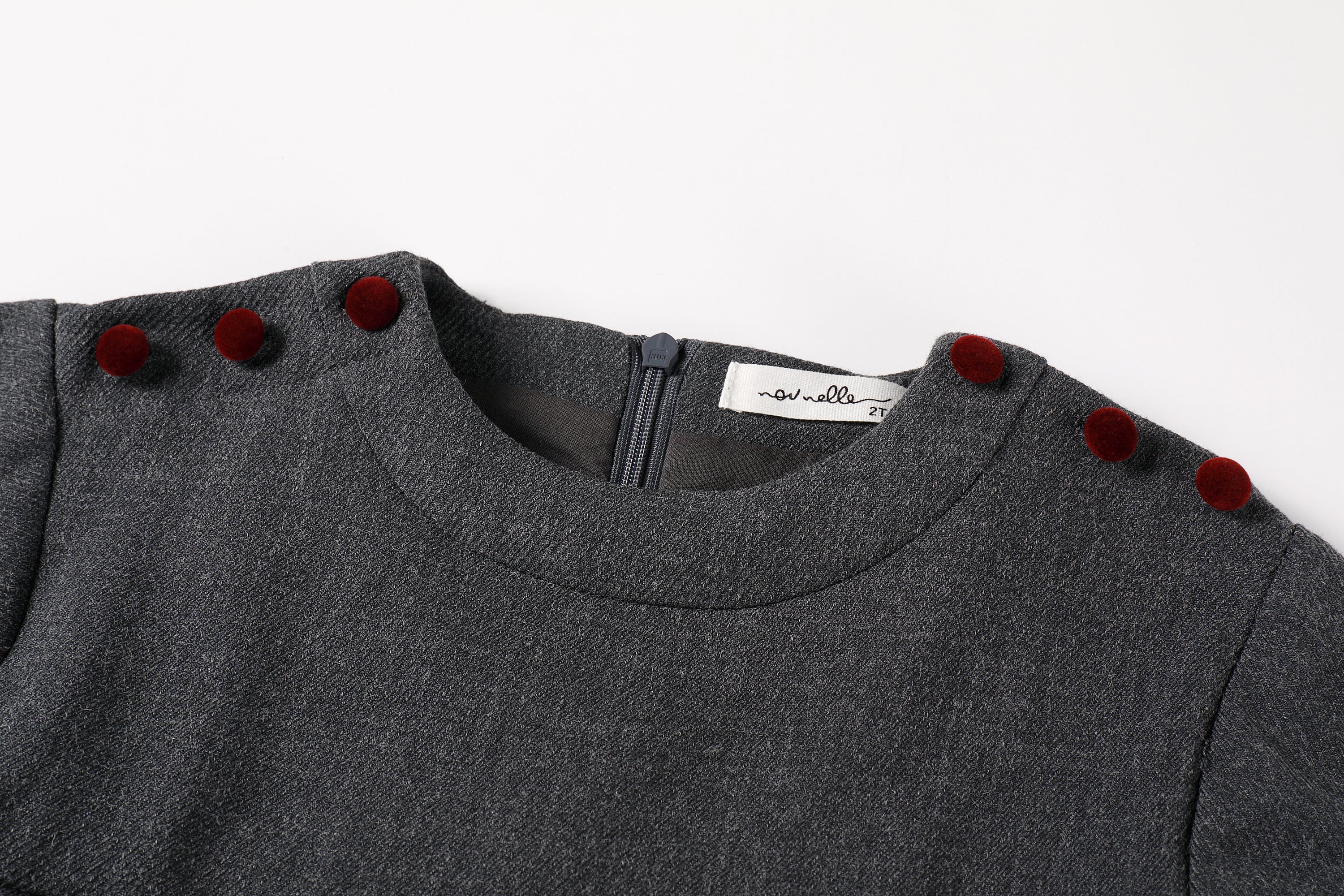 Girls Dark Grey Pleated Button Dress by Nou Nelle – Cotton Midi