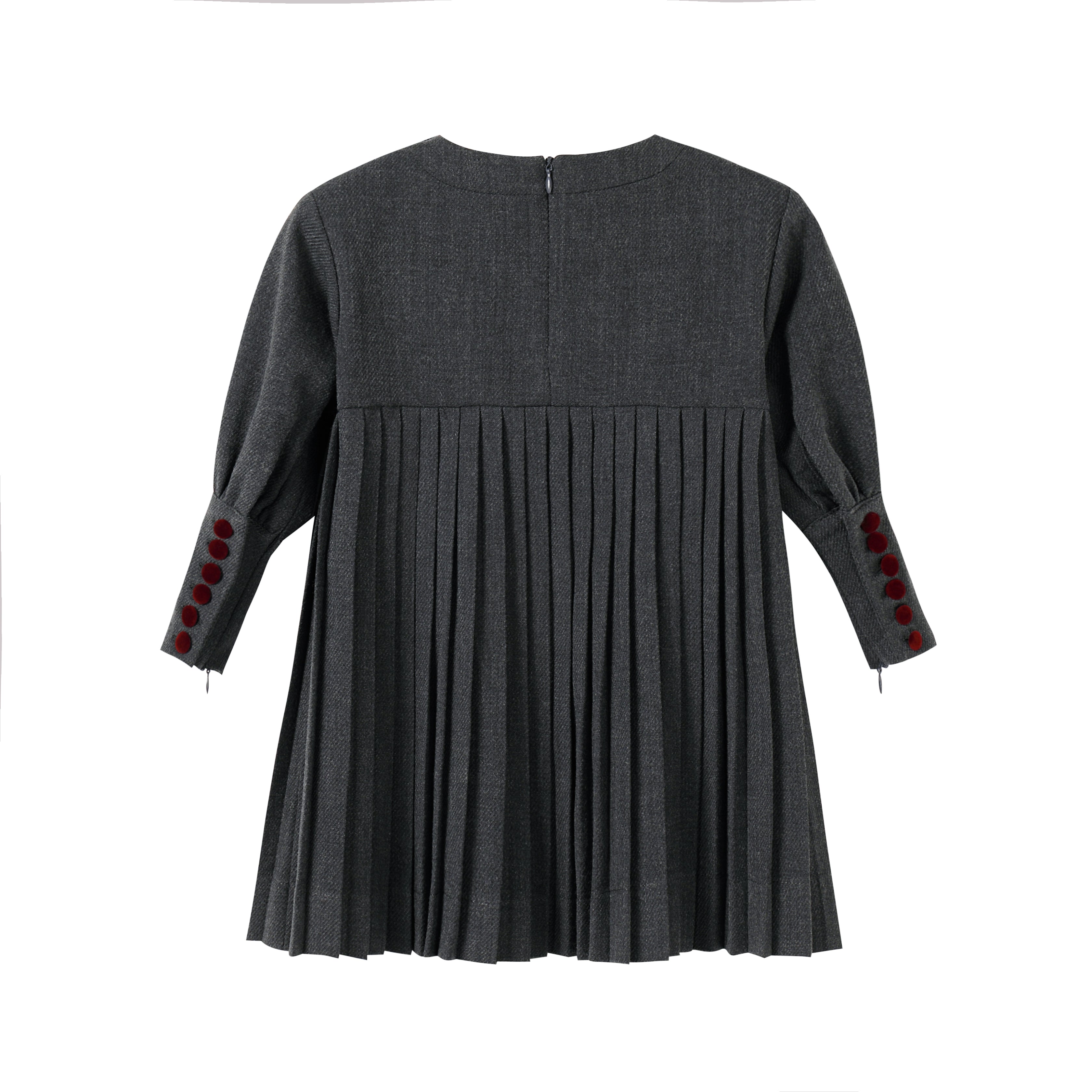 Girls Dark Grey Pleated Button Dress by Nou Nelle – Cotton Midi