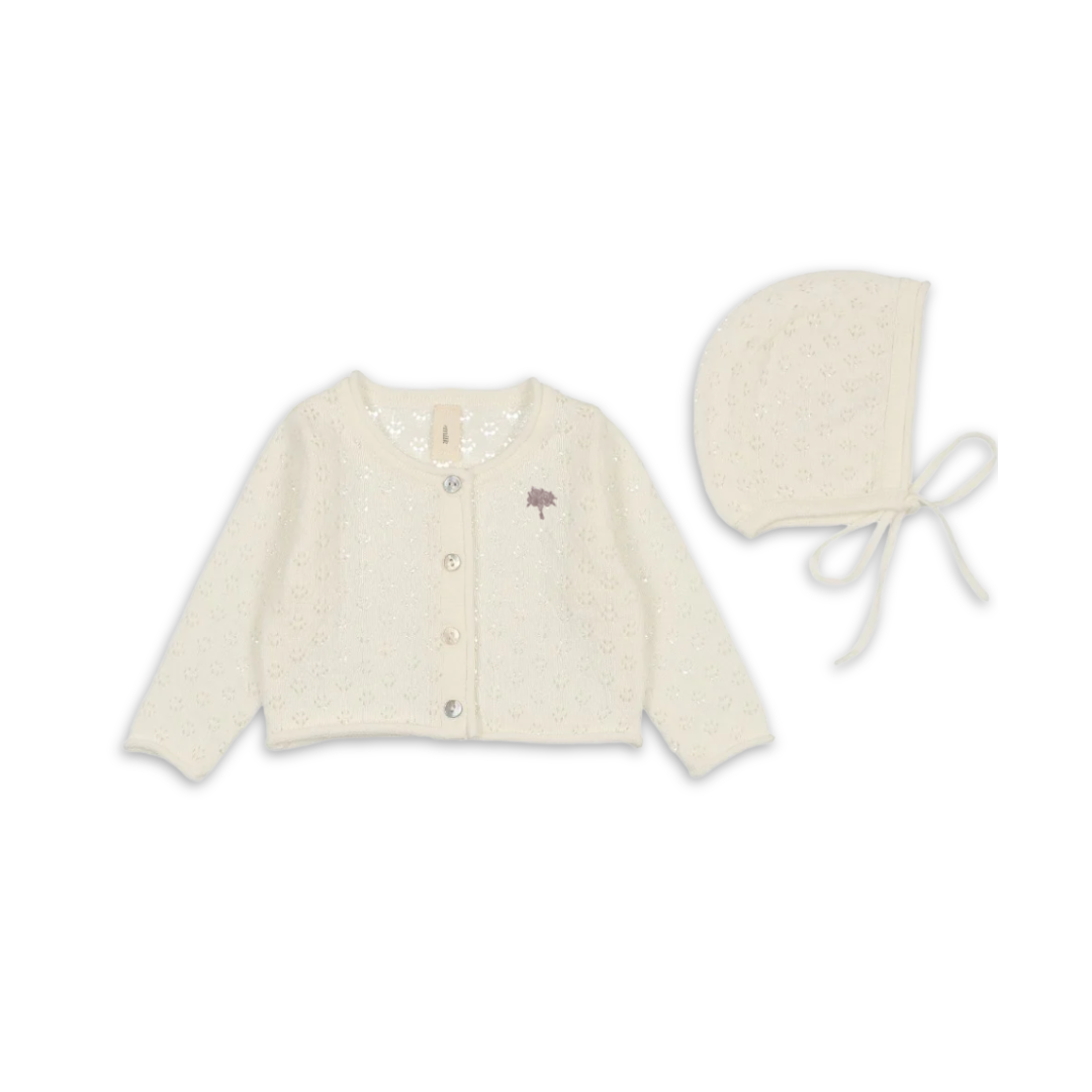 Keepsake Girls Pointelle Cardigan Set Soft Knit Baby Outfit Delicate Pointelle Design