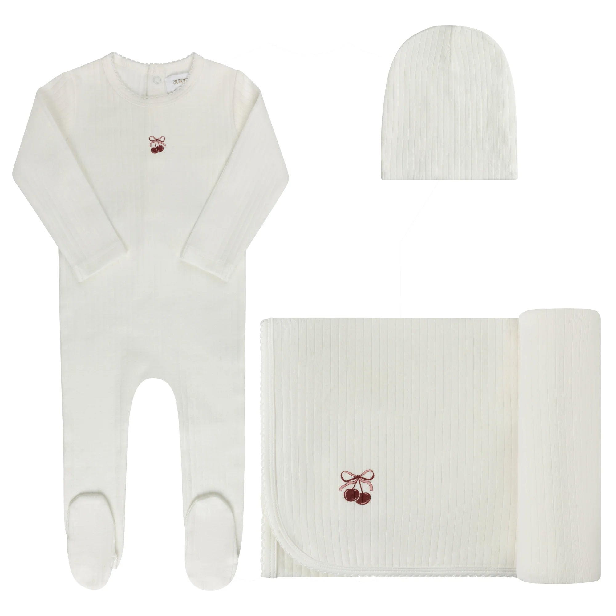 Ely's & Co Pointelle Bow Print Collection Take Me Home Set Soft Cotton Baby Outfit Bow Print Design