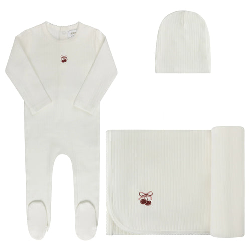 Ely's & Co Pointelle Bow Print Collection Take Me Home Set Soft Cotton Baby Outfit Bow Print Design