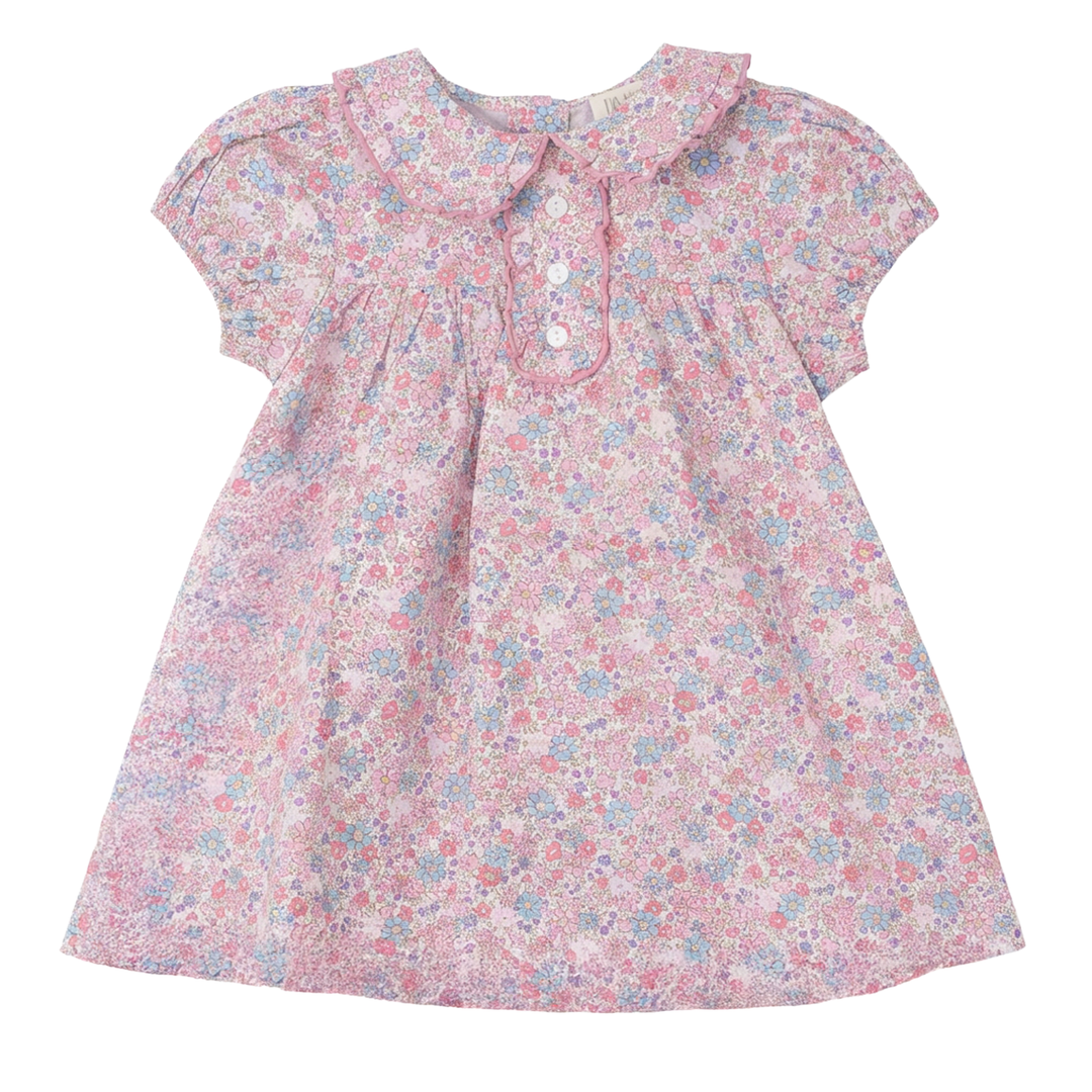 Floral dress with a collar on a white background