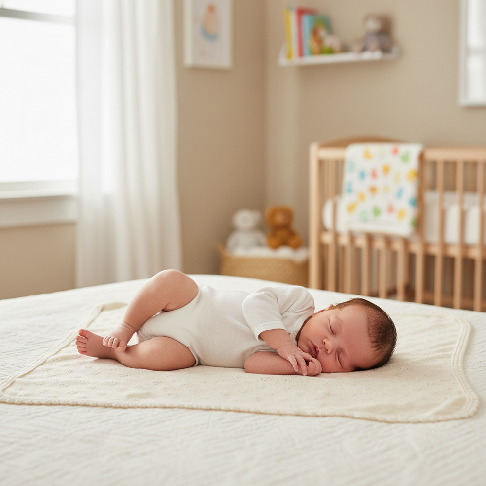 Bebe Organic Natural Heart Pointelle Blanket