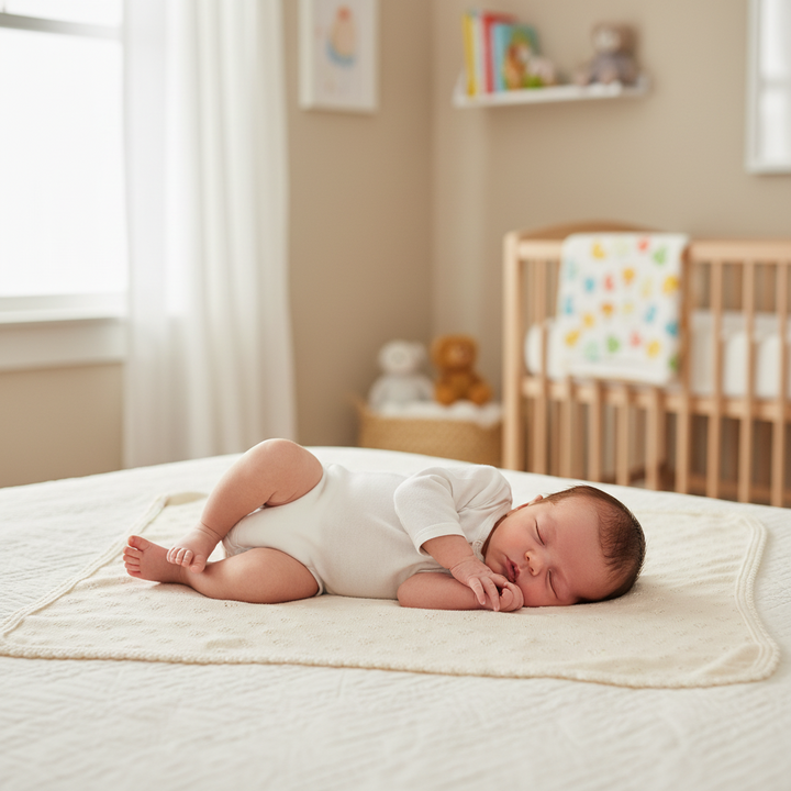 Bebe Organic Natural Heart Pointelle Blanket