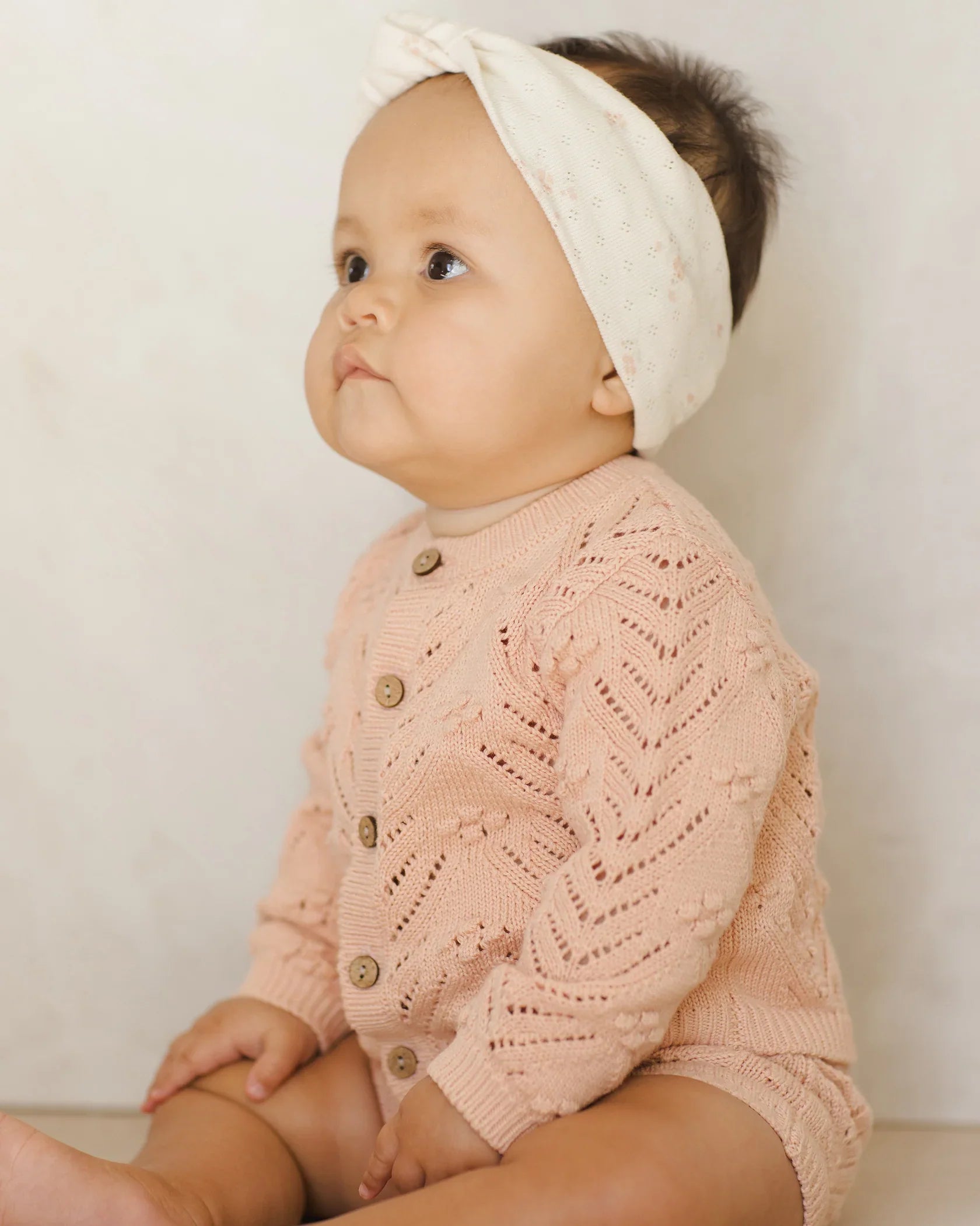 Quincy Mae Melon Knit Cardigan | Soft Organic Baby Sweater
