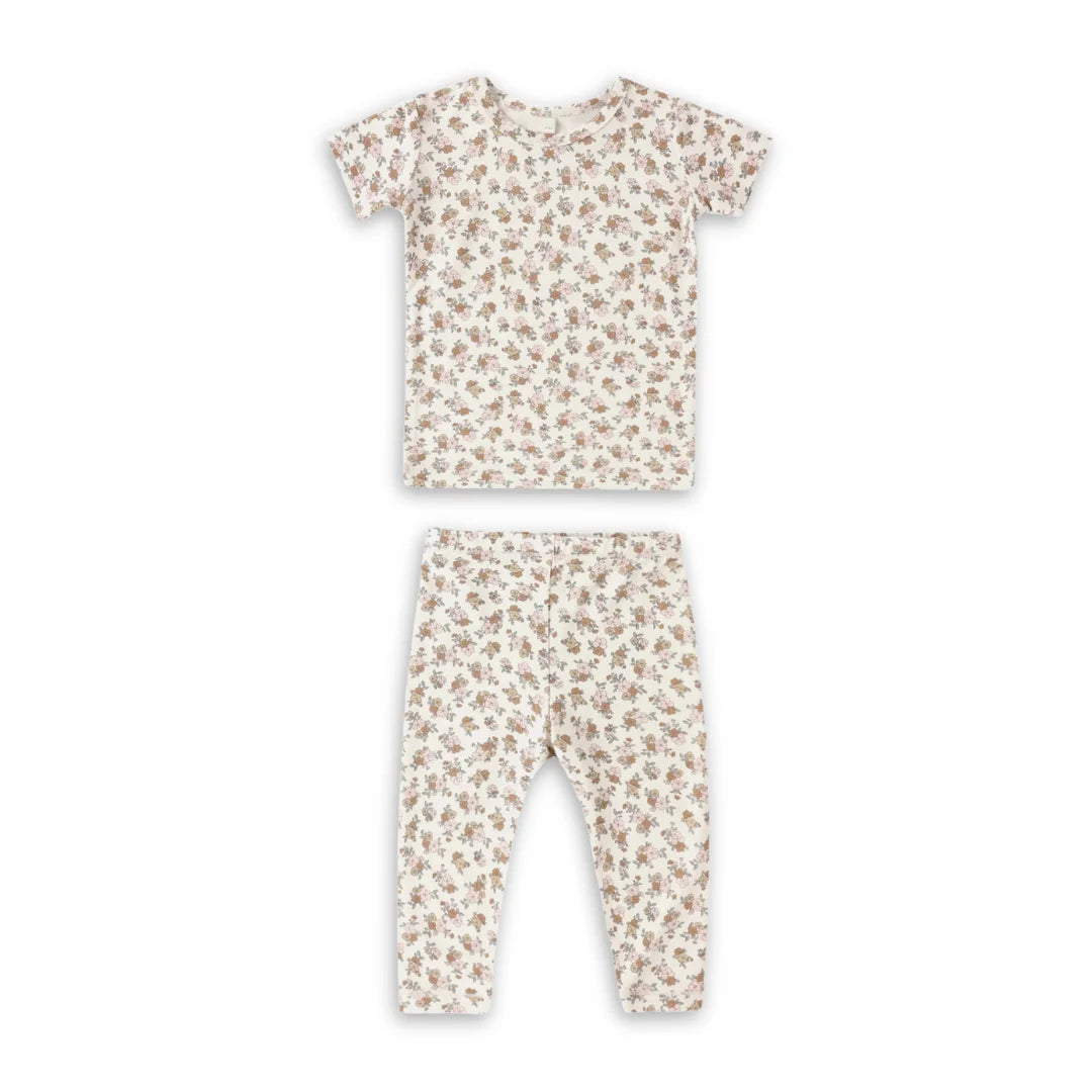 Quincy Mae Bamboo Short Sleeve Pajama Set Soft Bamboo Kids Sleepwear Lightweight Breathable Design