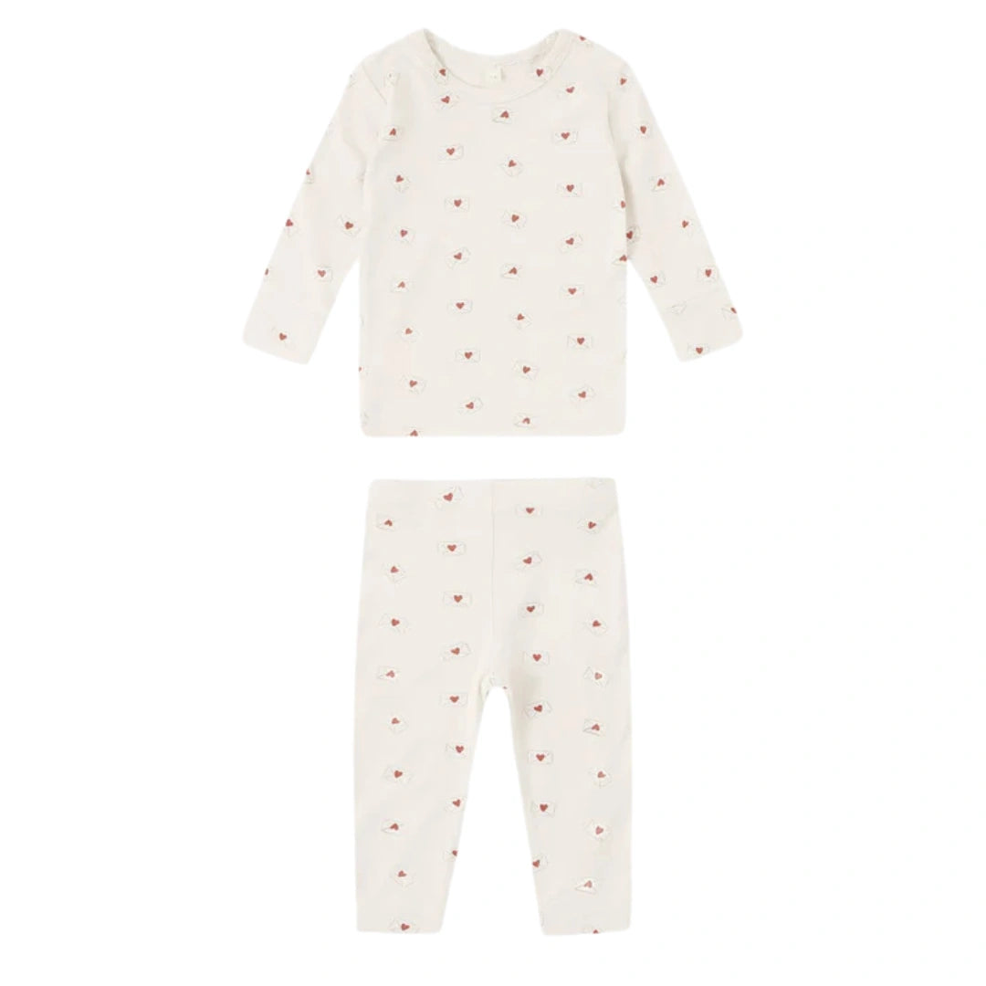 Quincy Mae Baby and Toddler Bamboo Pajama Set Heart Print Boutique Designer Eco-Friendly Two-Piece Sleepwear