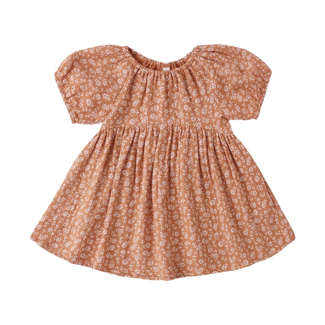 Quincy Mae Girls Bella Dress Poppy Floral Print Boutique Toddler Designer Organic Cotton Summer Outfit