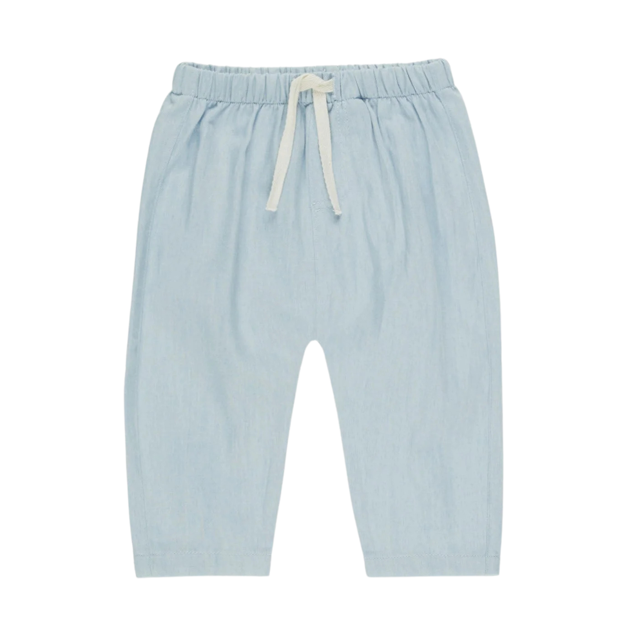 Quincy Mae Baby and Toddler Henry Pant Chambray Blue Boutique Designer Organic Cotton Woven Bottoms