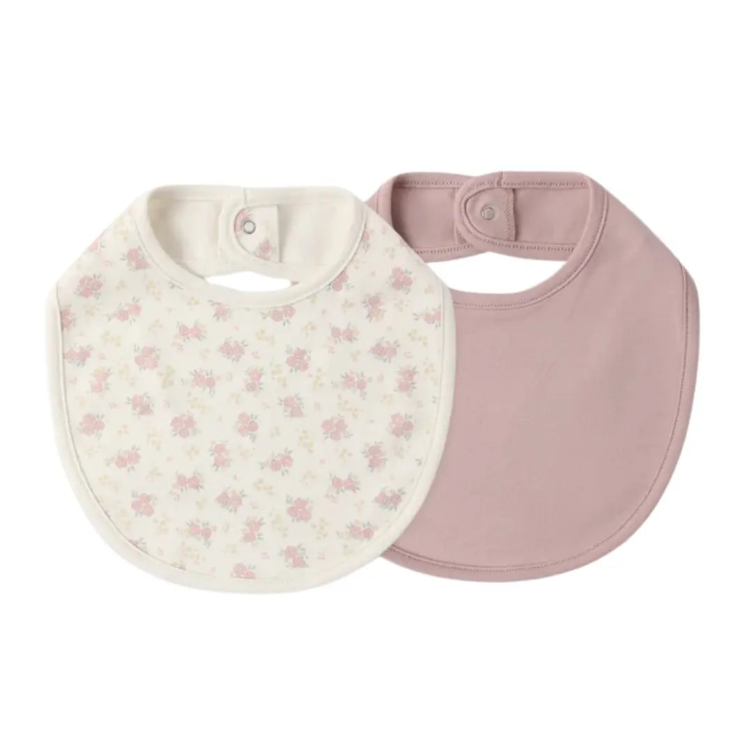 Quincy Mae Baby Jersey Snap Bib Flower Field Floral Print Boutique Newborn Toddler Designer Organic Cotton Feeding Accessory