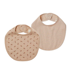 Quincy Mae Baby Tulips and Apricot Stripe Jersey Snap Bib Organic Cotton Boutique Designer Drool Accessory