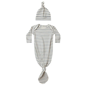 Quincy Mae Newborn Knotted Baby Gown and Hat Set Organic Cotton Boutique Designer Take-Me-Home Outfit