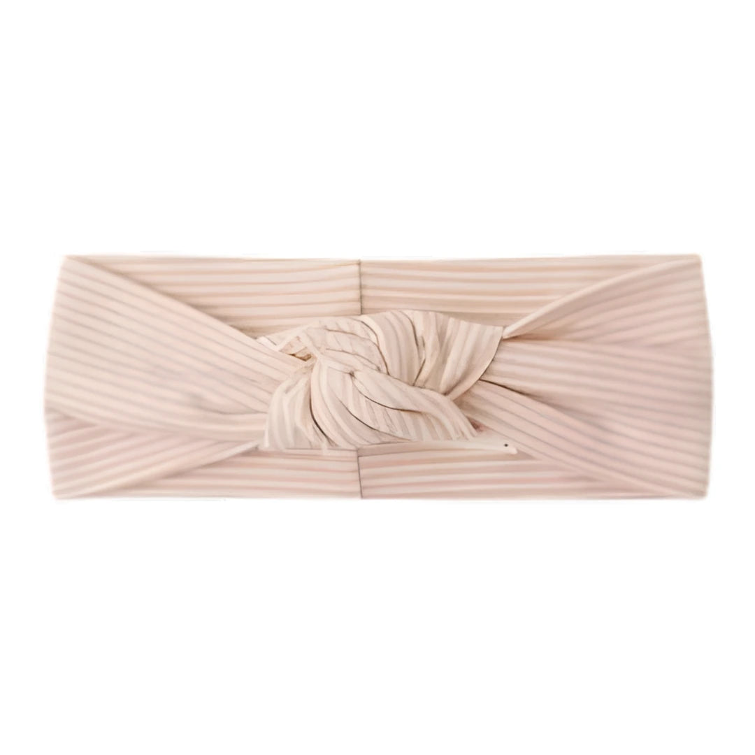 Quincy Mae Baby and Toddler Knotted Headband Melon Micro Stripe Orange Boutique Designer Organic Cotton Jersey Hair Accessory