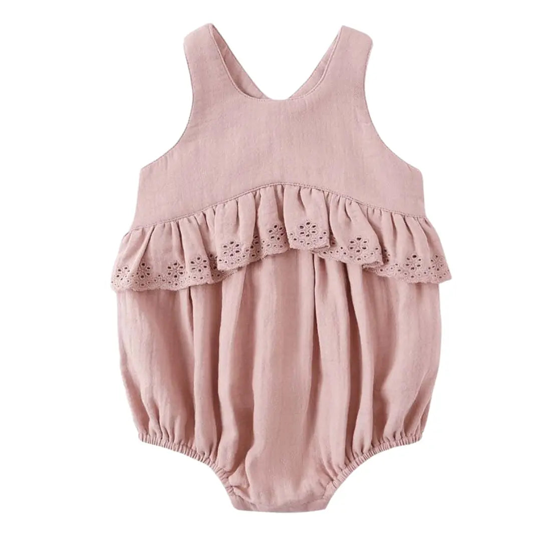 Quincy Mae Baby and Toddler Penny Romper Organic Cotton Jersey Boutique Designer Bubble One-Piece Outfit Mauve