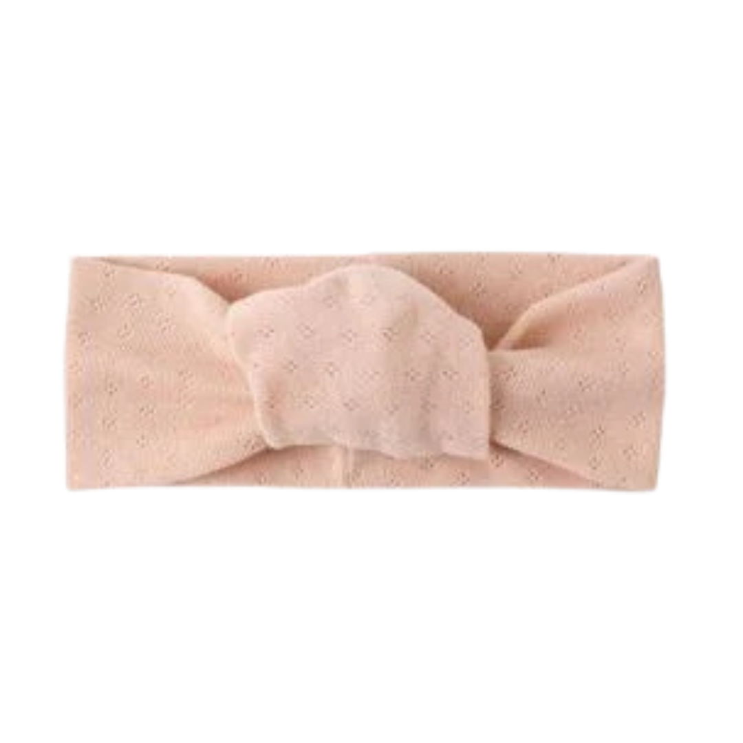 Quincy Mae Baby and Toddler Pointelle Knotted Headband Melon Orange Boutique Designer Organic Cotton Hair Accessory