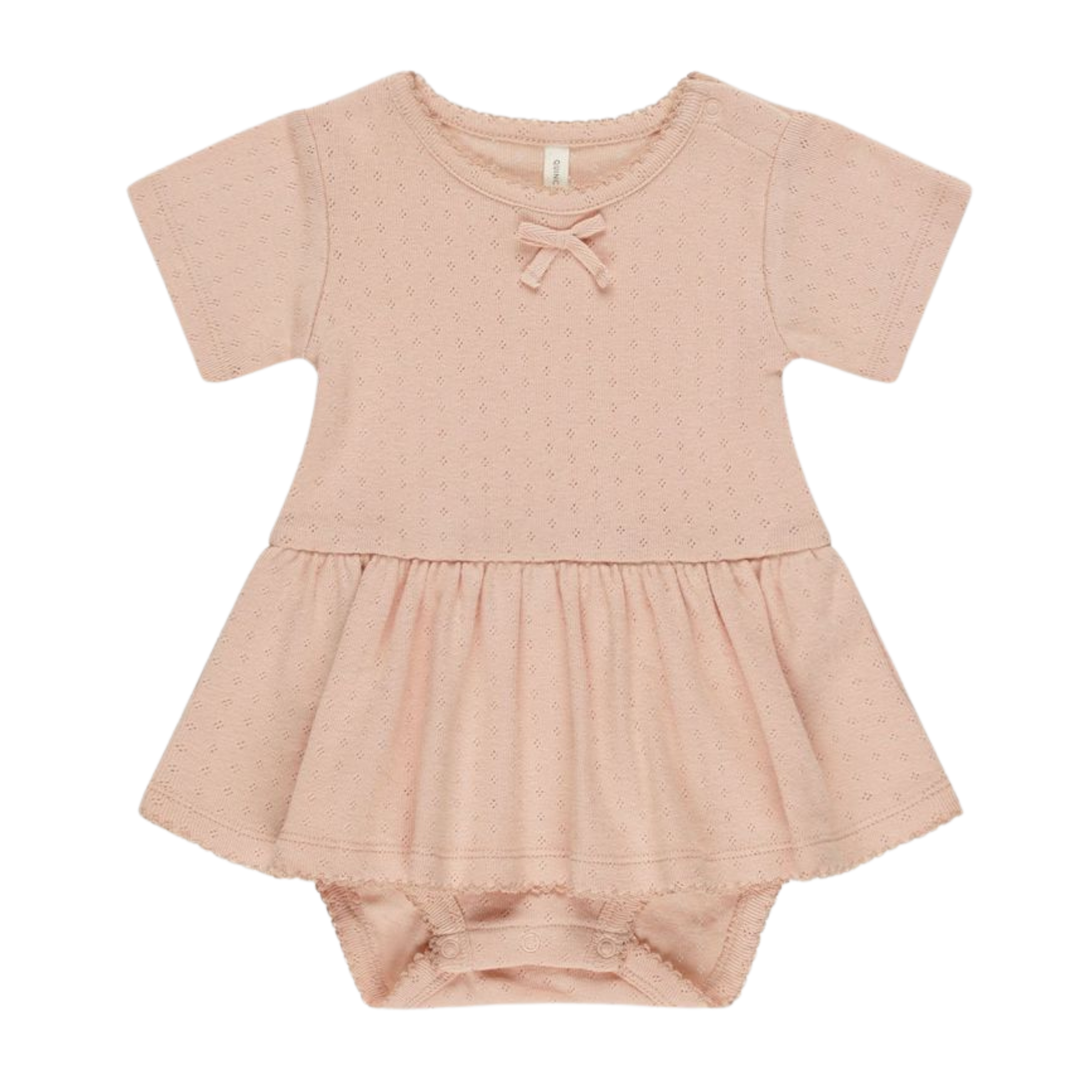 Quincy Mae Baby Girls Pointelle Skirted Bodysuit Melon Orange Boutique Newborn Toddler Designer Organic Cotton One-Piece Outfit