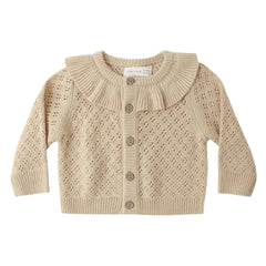 Quincy Mae Baby and Toddler Ruffle Collar Cardigan Sweater Boutique Designer Organic Cotton Heirloom Layering Piece