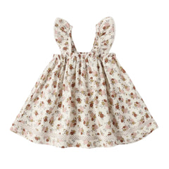 Quincy Mae Girls Ruffle Tank Dress Bloom Floral Print Boutique Toddler Designer Organic Cotton Summer Outfit