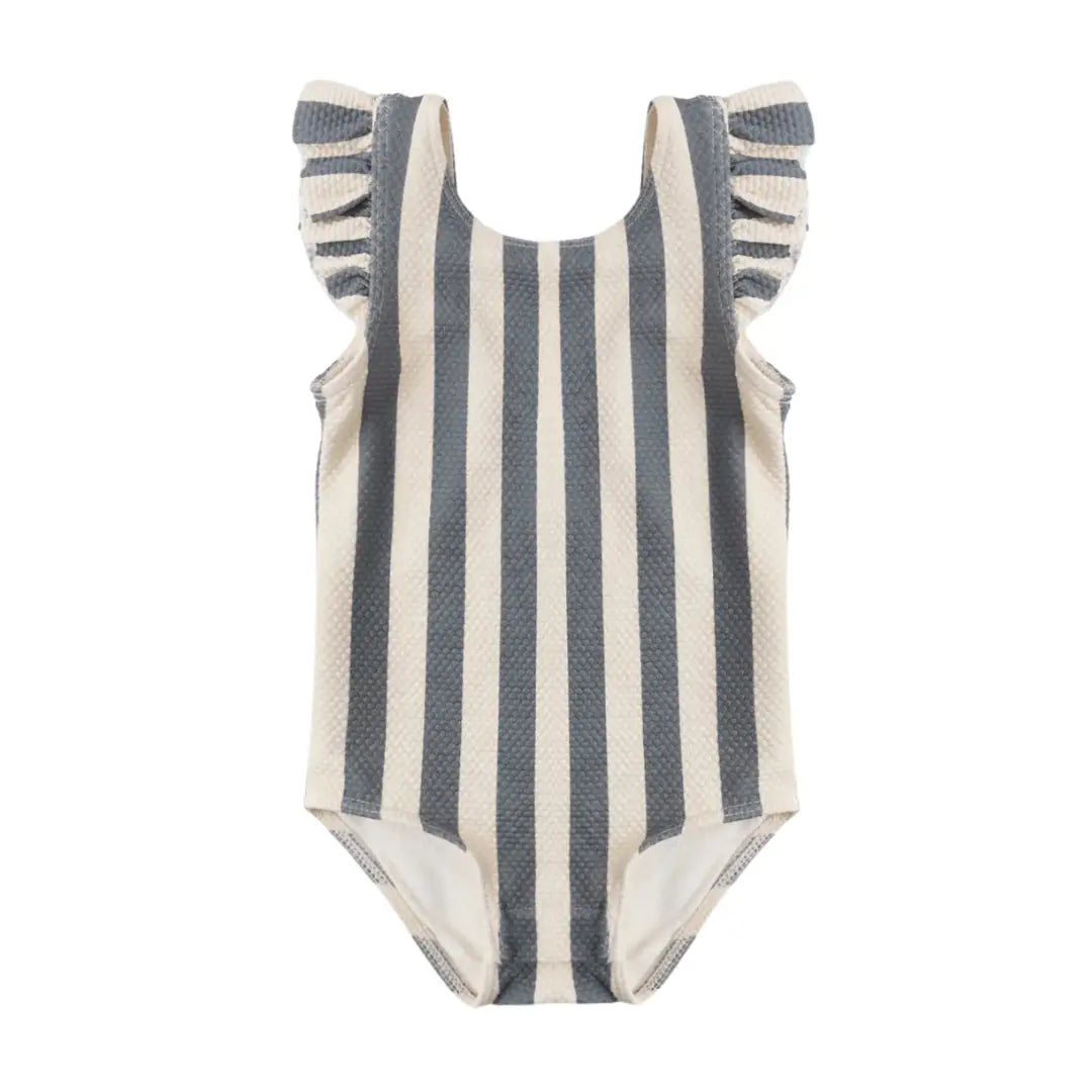 Quincy Mae Girls Scoop Back One-piece Swimsuit Retro Ocean Stripe Boutique Toddler Designer Recycled UPF 50+ Swimwear