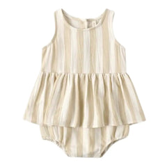 Quincy Mae Baby and Toddler Skirted Tank Romper Summer Stripe Boutique Designer Organic Cotton Woven Ruffle One-Piece Outfit