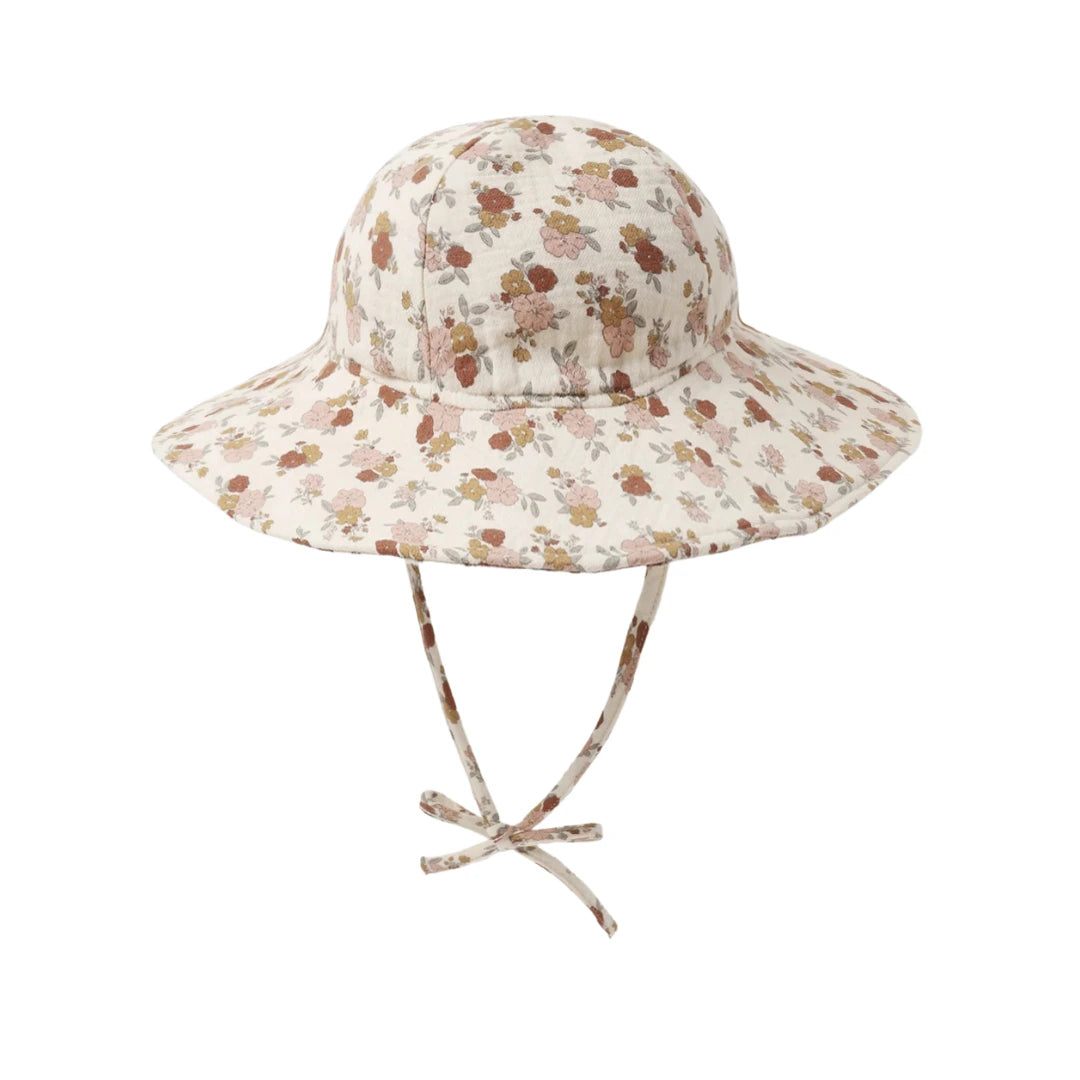 Quincy Mae Baby and Toddler Sun Hat Bloom Floral Print Boutique Designer Organic Cotton Sun Protection Accessory