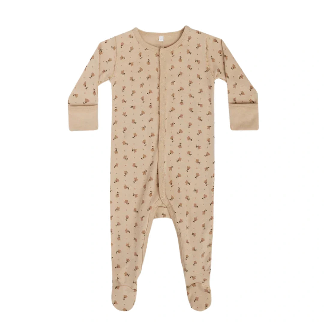 Quincy Mae Baby Tulips Full Snap Footie Organic Cotton Jersey Boutique Designer Botanical Sleep and Play One-Piece