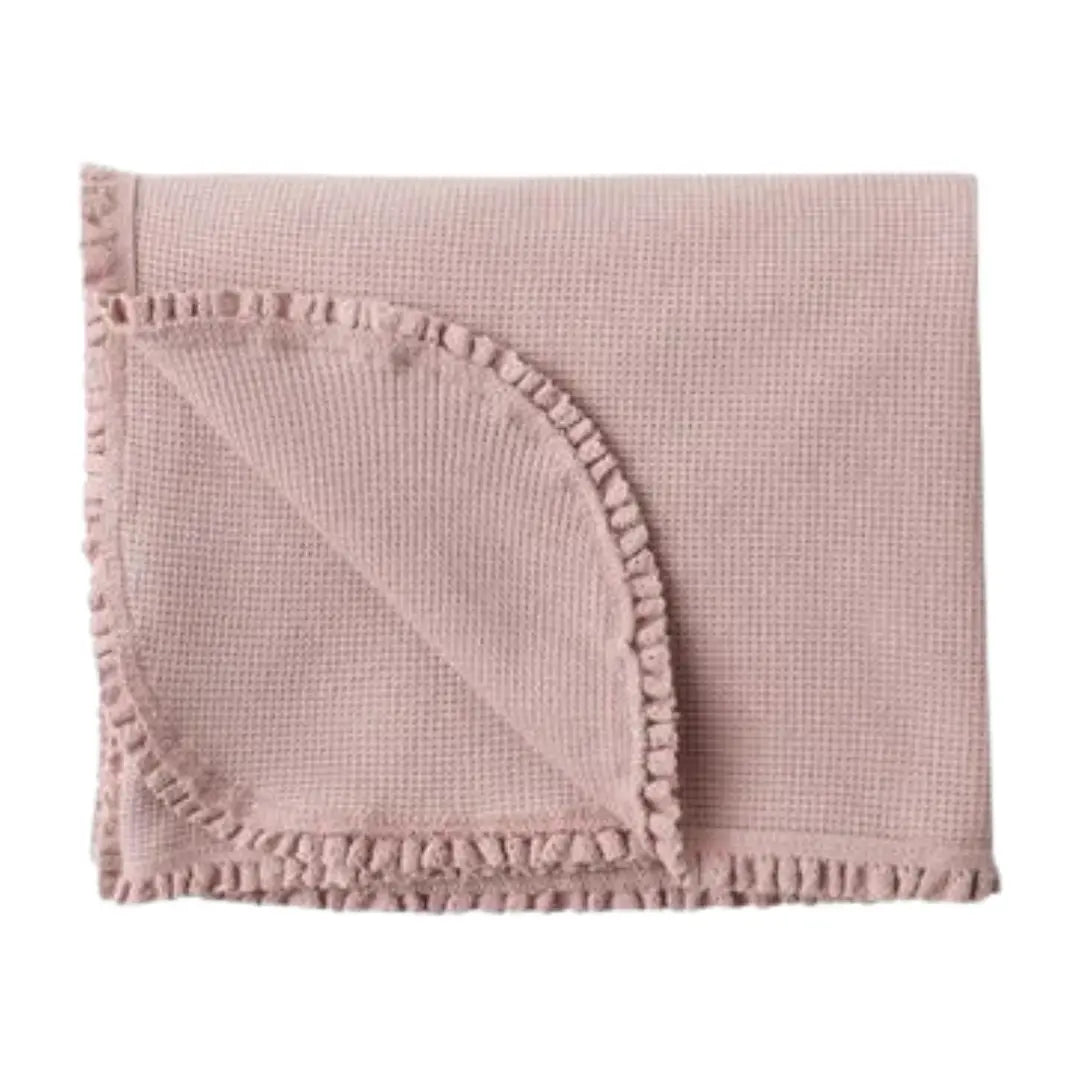 Quincy Mae Organic Cotton Waffle Baby Blanket Boutique Designer Honeycomb Knit Newborn Toddler Bedding Mauve