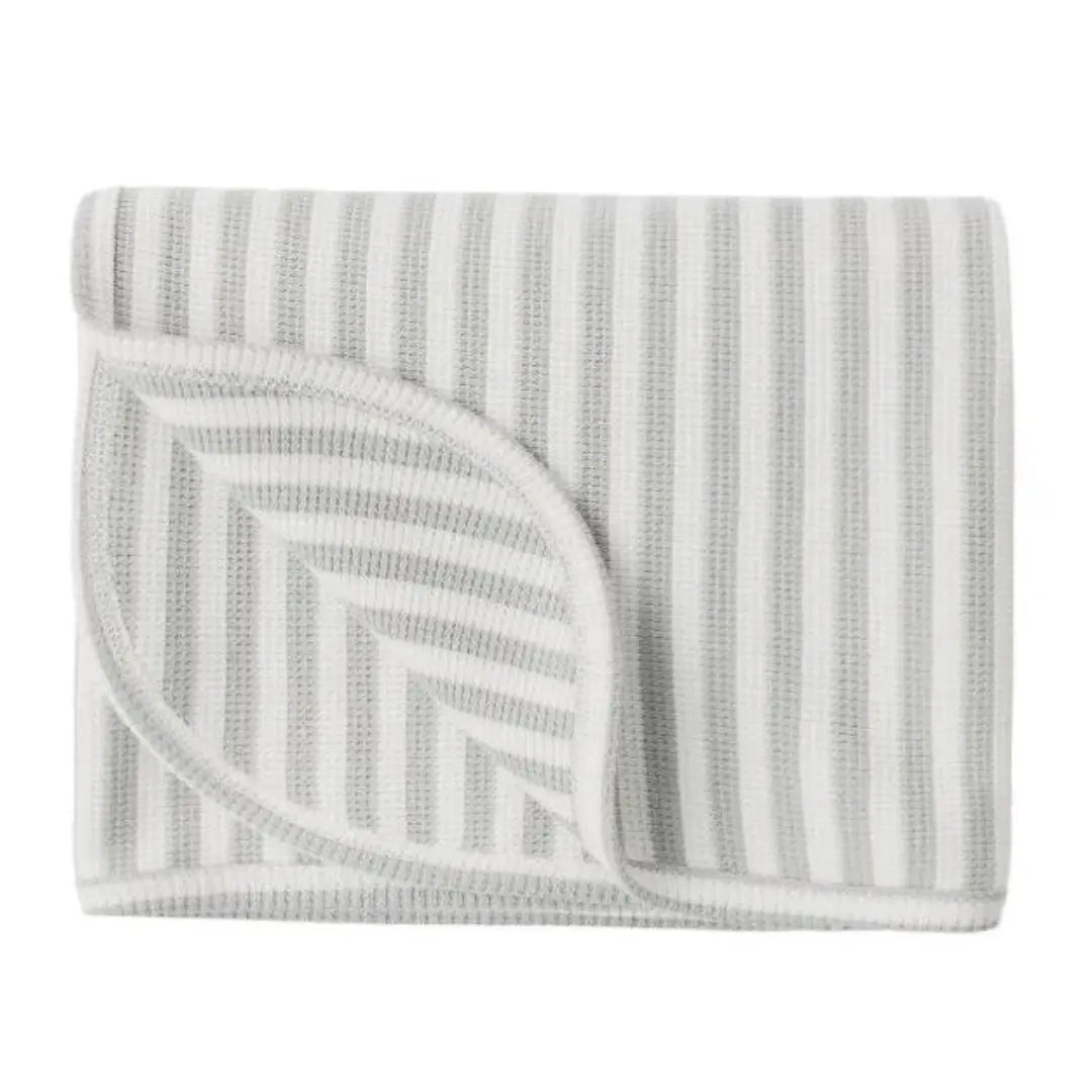 Quincy Mae Organic Cotton Waffle Baby Blanket Boutique Designer Honeycomb Knit Newborn Toddler Bedding Sage Stripe