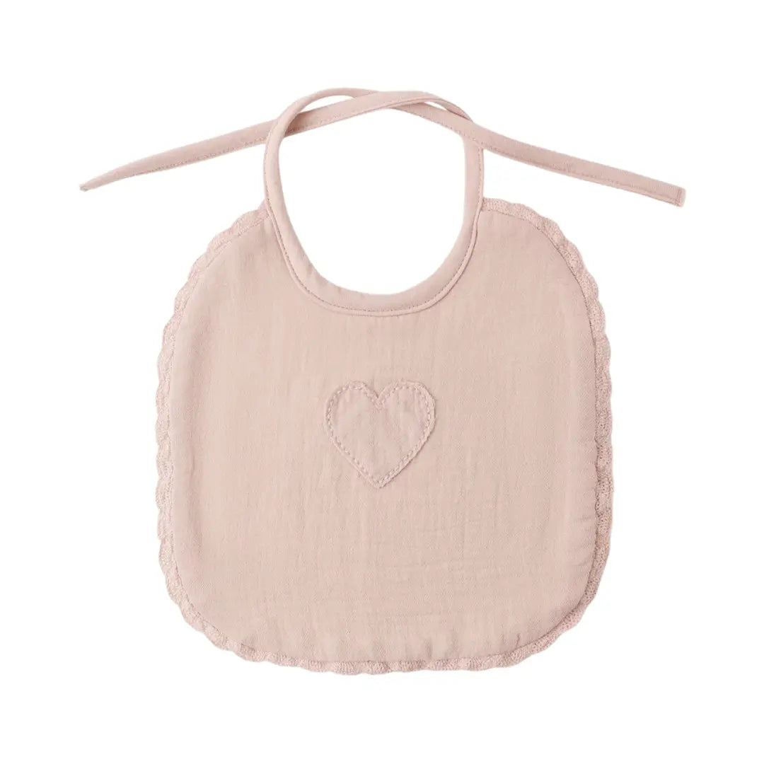 Quincy Mae Baby Woven Tie Bib Blush Pink Boutique Newborn Toddler Designer Organic Cotton Feeding Accessory